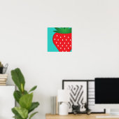 Strawberry Simple Red Aquamarin Bright Modern Fruc Poster (Heimbüro)