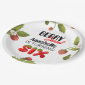 Strawberry Sixth Geburtstag Pappteller (Schrägansicht)