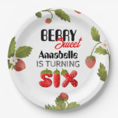 Strawberry Sixth Geburtstag Pappteller (Vorderseite)