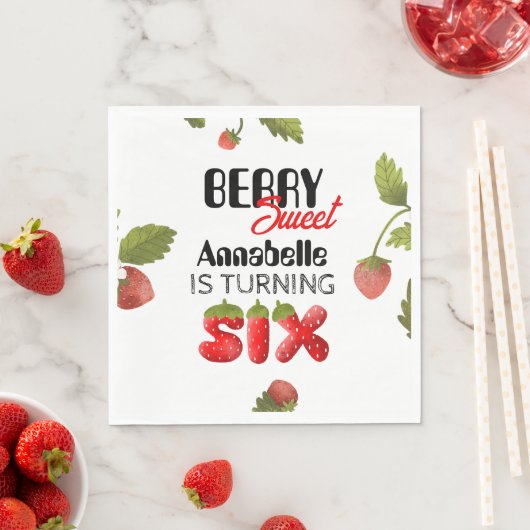 Strawberry Sixth Geburtstag Serviette (Beispiel)