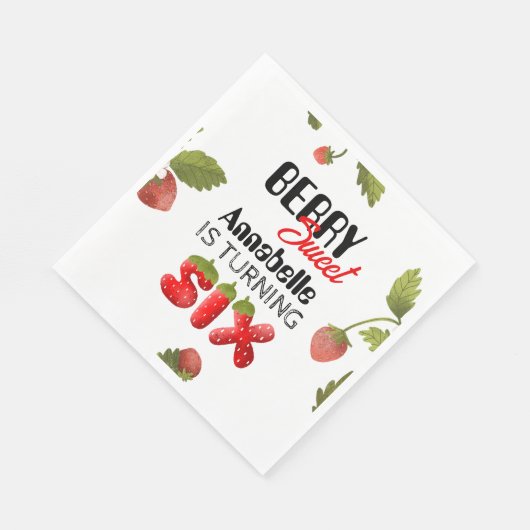 Strawberry Sixth Geburtstag Serviette (Ecke)