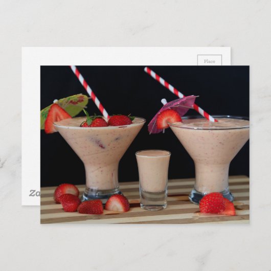 Strawberry Smoothie Postkarte (Vorne/Hinten)