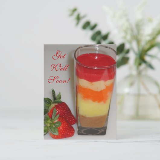 Strawberry Smoothie Süßfrüchte bald gut werden Postkarte (Stehend Vorderseite)