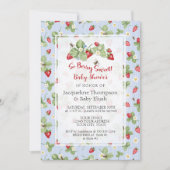 Strawberry So Berry Sweet Blue Gingham Boy Shower Einladung (Vorderseite)