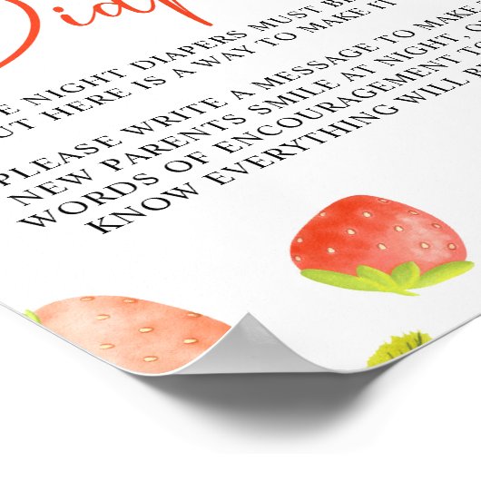Strawberry Spate Night Diapers Berry Sweet Showdus Poster (Ecke)