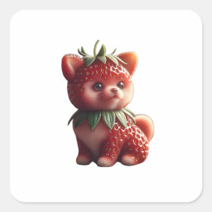 Strawberry Spitz Quadratischer Aufkleber