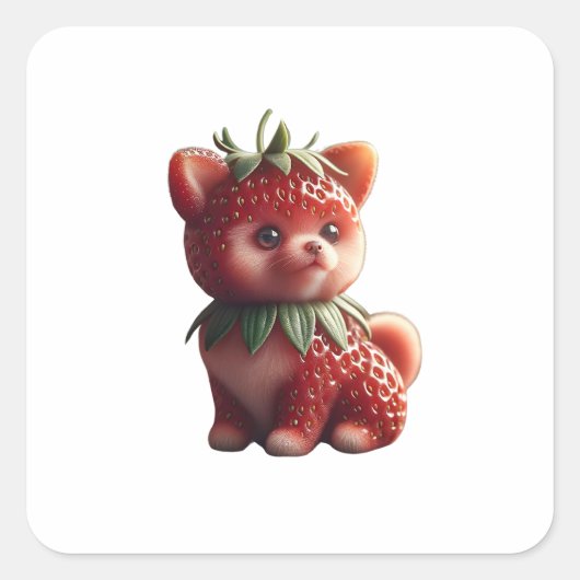 Strawberry Spitz Quadratischer Aufkleber (Vorderseite)
