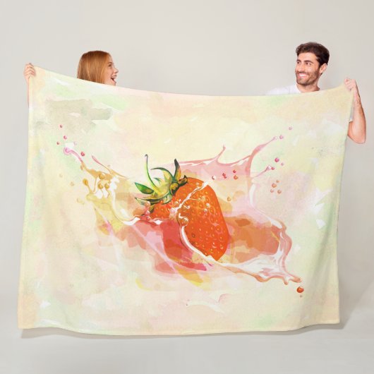 Strawberry Splash! Aquarell Fleecedecke (Beispiel)
