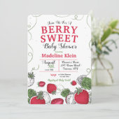 Strawberry Splash Baby Dusche Einladung (Stehend Vorderseite)