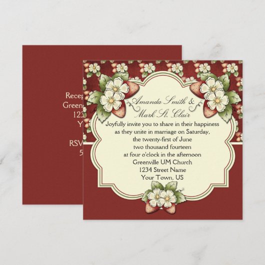 Strawberry Splash Einladung (Vorne/Hinten)