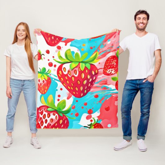 Strawberry Splash Muster Fleecedecke (Beispiel)