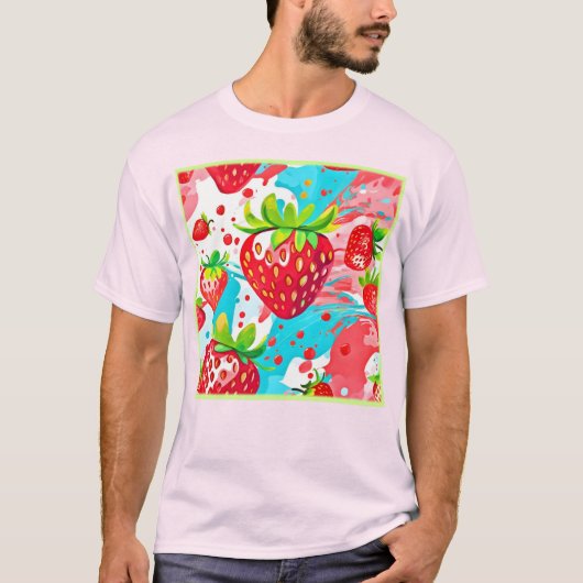 Strawberry Splash Muster T-Shirt (Vorderseite)
