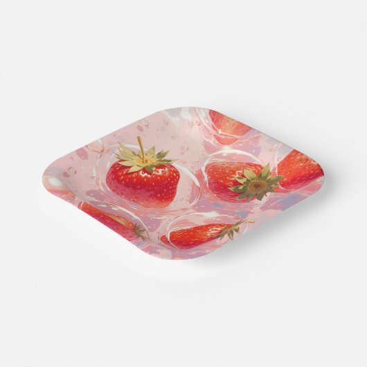 Strawberry Splash Pappteller (Gewinkelt)