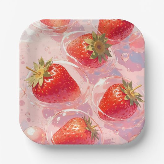 Strawberry Splash Pappteller (Vorderseite)