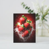Strawberry Splash Postkarte (Stehend Vorderseite)