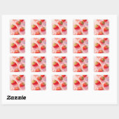 Strawberry Splash Quadratischer Aufkleber (Blatt)