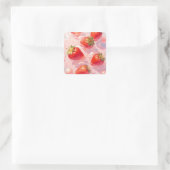Strawberry Splash Quadratischer Aufkleber (Tasche)