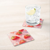 Strawberry Splash Rechteckiger Pappuntersetzer (Vor Ort)