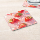 Strawberry Splash Rechteckiger Pappuntersetzer (angewinkelt)