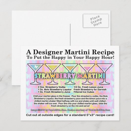 Strawberry Spring Martini Rezept Karte (Vorne/Hinten)