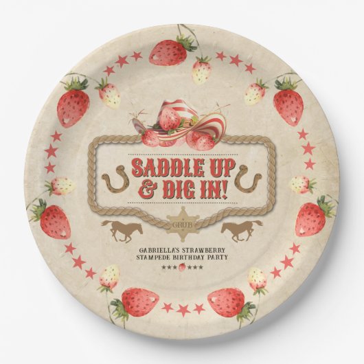 Strawberry Stampede Birthday Pappteller (Vorderseite)