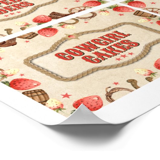 Strawberry Stampede Birthday Party Food Signs Poster (Ecke)
