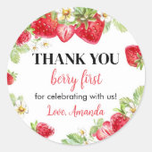 Strawberry Sticker Etiketten GeburtstagsBaby-Dusch (Vorderseite)