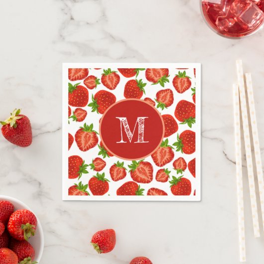 Strawberry Strawberries Red Pattern Serviette (Beispiel)