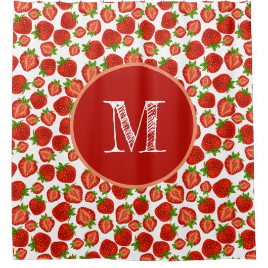 Strawberry Strawberries Retro Duschvorhang (Vorderseite)
