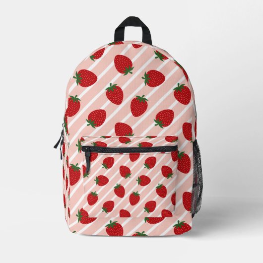 Strawberry Stripe Delight Bedruckter Rucksack (Vorderseite)
