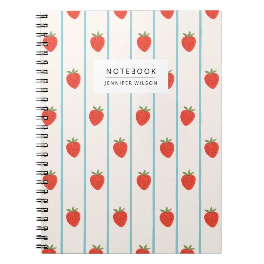 Strawberry Striped Pattern Notebook Notizblock (Vorderseite)