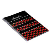 Strawberry Stripes Black Personalised Notizblock (Rechte Seite)
