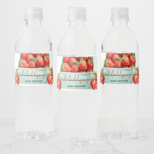Strawberry Summer Baby Dusche Wasserflaschenetikett (Flaschen)