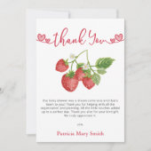 Strawberry Summer Berry Sweet Baby Dusche Dankeskarte (Vorderseite)