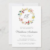 Strawberry Summer Blume Wreath 18. Geburtstag Einladung (Vorderseite)
