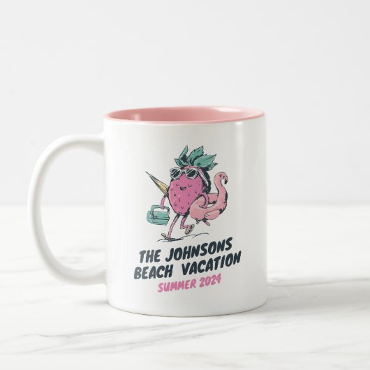 Strawberry Summer Family Wiedersehen Beach Urlaub Zweifarbige Tasse (Links)