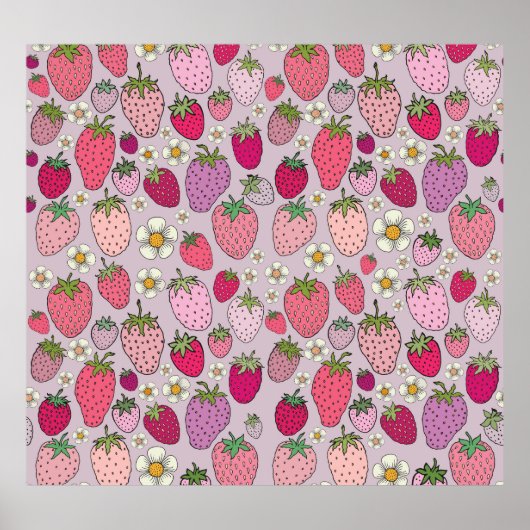 Strawberry Summer Seamless Pattern Poster (Vorne)