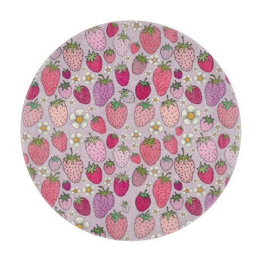 Strawberry Summer Seamless Pattern Schneidebrett (Vorderseite)