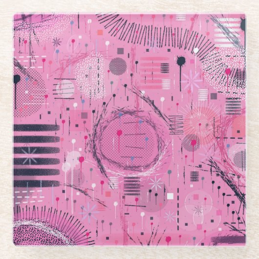 Strawberry Sundae Abstract Art  Glasuntersetzer (Vorderseite)