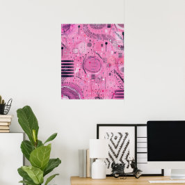 Strawberry Sundae Abstract Art Poster