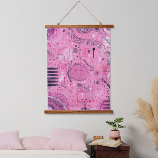 Strawberry Sundae Abstract Art  Wandteppich Mit Holzrahmen (Schlafzimmer)