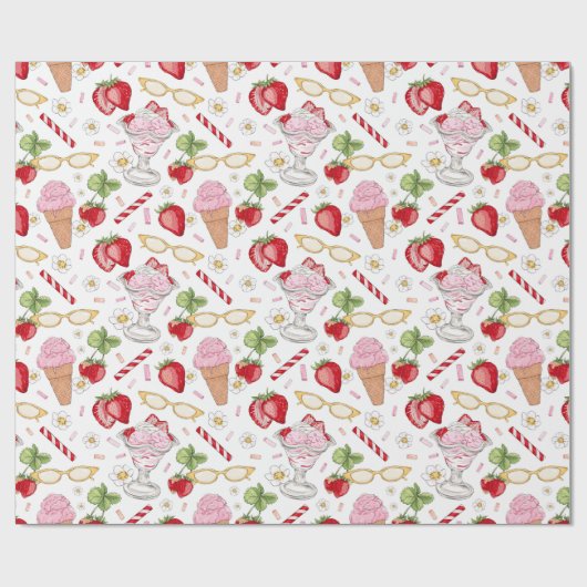 Strawberry Sundae Pattern Geschenkpapier (Flach)