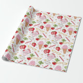 Strawberry Sundae Pattern Geschenkpapier (Ungerollt)