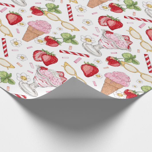 Strawberry Sundae Pattern Geschenkpapier (Ecke)