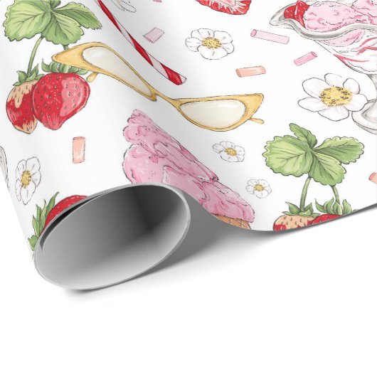 Strawberry Sundae Pattern Geschenkpapier (Rolleneckpunkt)