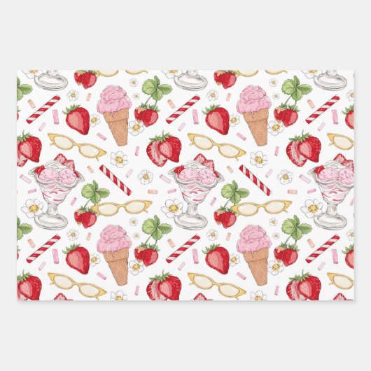 Strawberry Sundae Pattern Geschenkpapier Set (Vorderseite 3)
