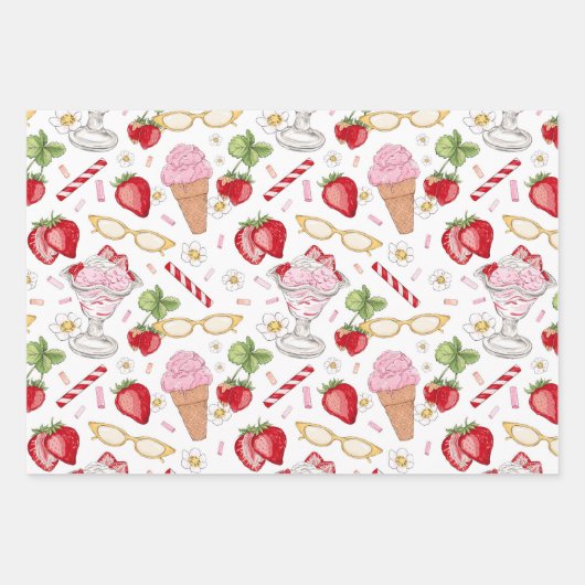 Strawberry Sundae Pattern Geschenkpapier Set (Vorderseite 2)