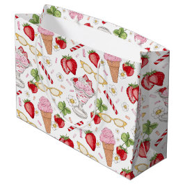 Strawberry Sundae Pattern Geschenktasche Große Geschenktüte