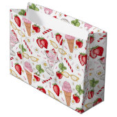 Strawberry Sundae Pattern Geschenktasche Große Geschenktüte (Vorderseite Schrägansicht)