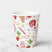 Strawberry Sundae Pattern Pappbecher (Rückseite)